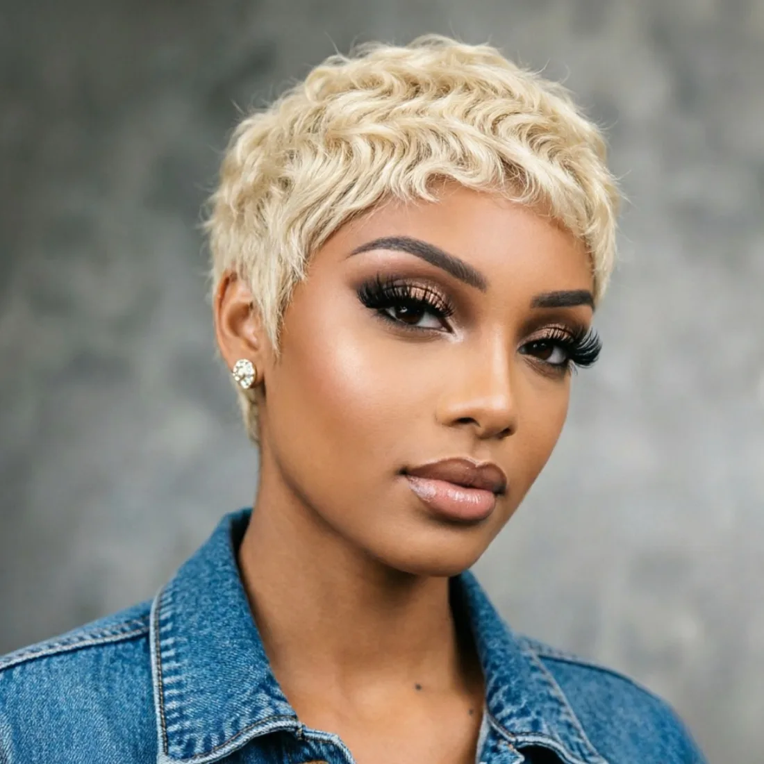 613 Blonde Glueless Short Pixie Cut Wig 100 Percent Human Hair Straight Bowler Cut Soft Layered Wear and Go for Black Women