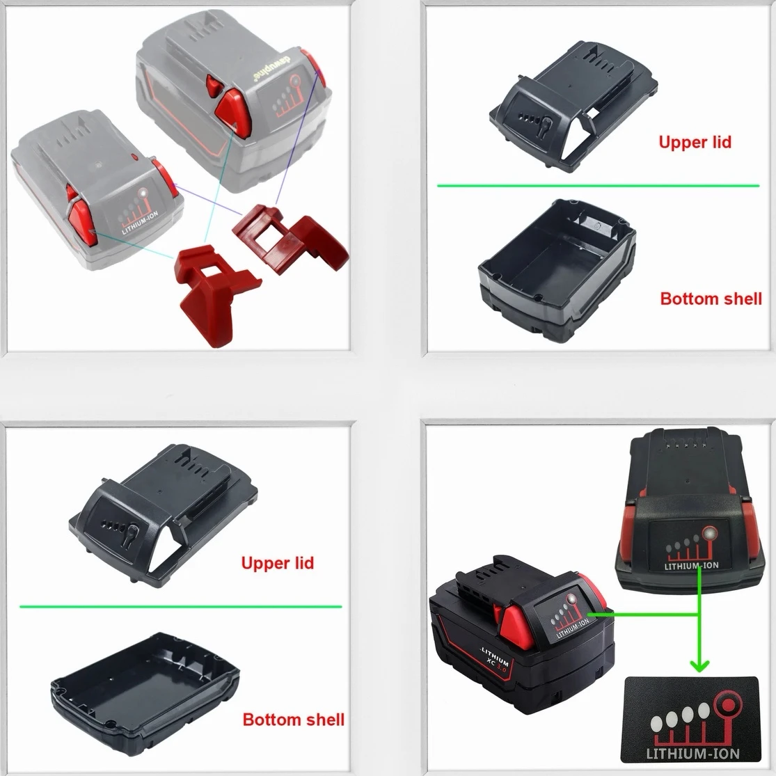 battery box assemblies top and back cover shell accessories for Milwaukee 18V For M18-10*18650 lithium-ion battery