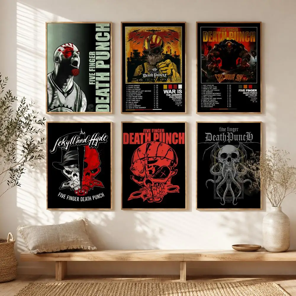 Metal Band F-Five Finger Death Punch Poster All-match HD Waterproof Self-Adhesive Wall Art Sticker For Home Bedroom