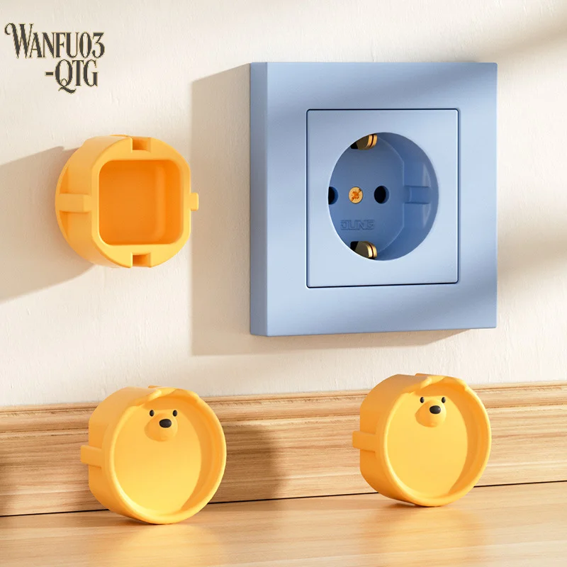 New 5Pcs Baby Safety Protection Socket Protective Cover Cute Cartoon Children Electric Shock Prevention Dust Protection Cover
