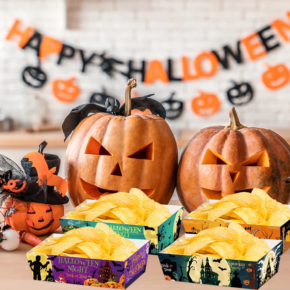 4/8/12pcs Halloween Snack Food Bowl Boxes