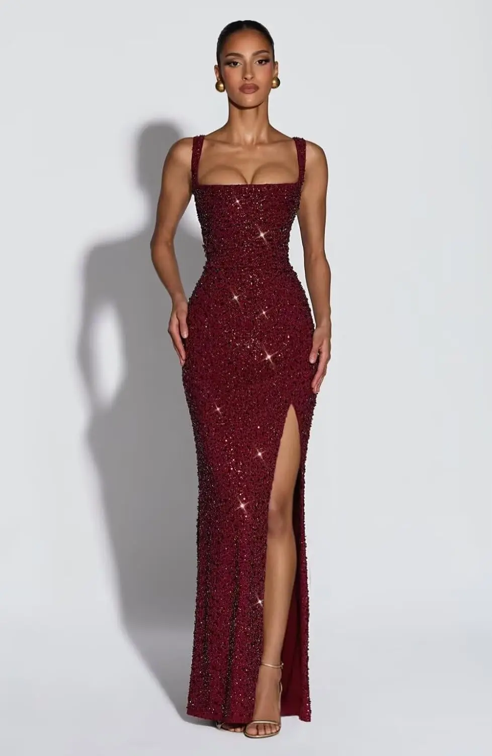 Eightale Sequin Prom Dress for Women Sparkly Mermaid Long Backless Formal Evening Party Gown with Slit