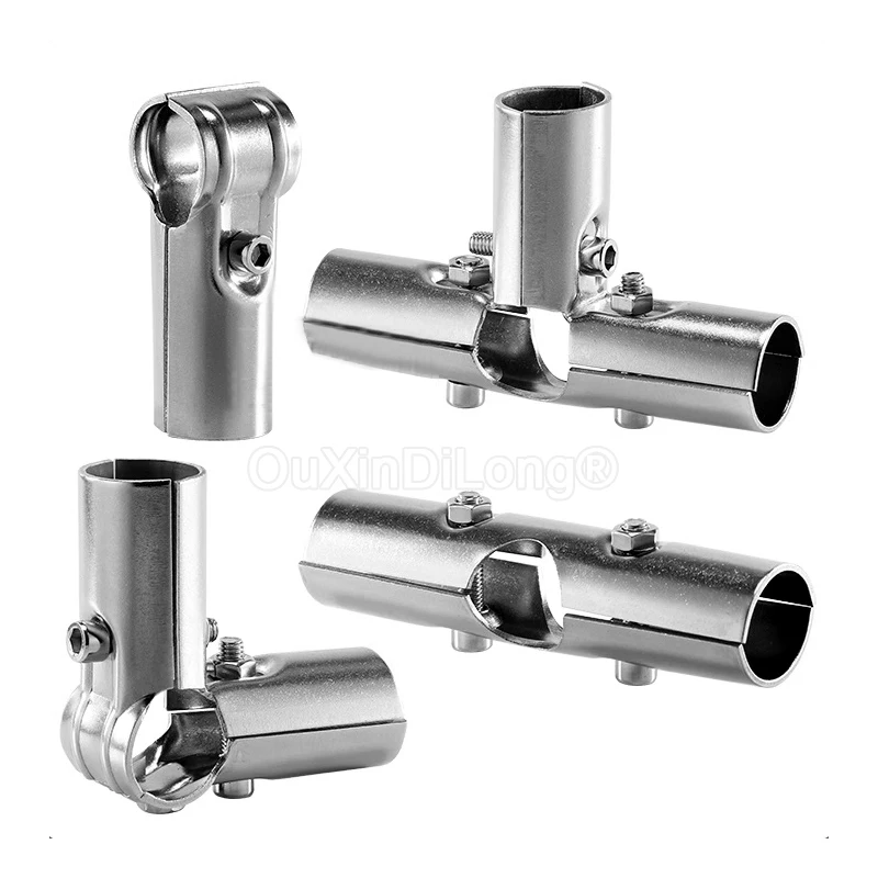 2PCS Edelstahl Rohr Rohr Anschluss Kette Link Zaun Klemme für 25mm Rohr Rohr Klemme DIY Kleidung Display rack GF1416