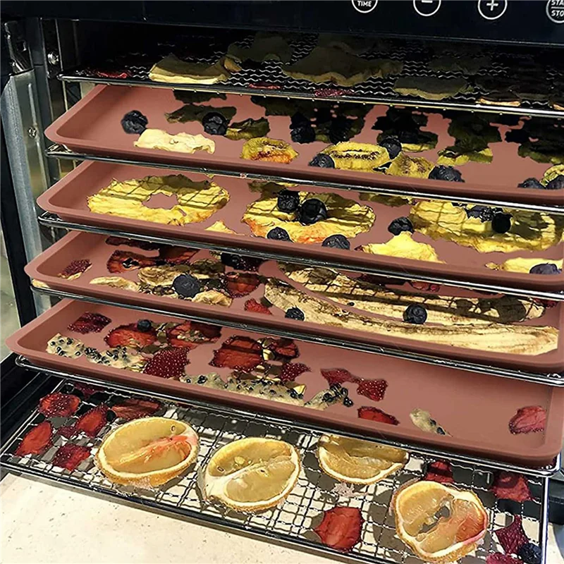 

B45C 8PCS Silicone Dehydrator Mats With Edge - Silicone Sheets Compatible , Nonstick Silicone Tray Liner, High Temperature