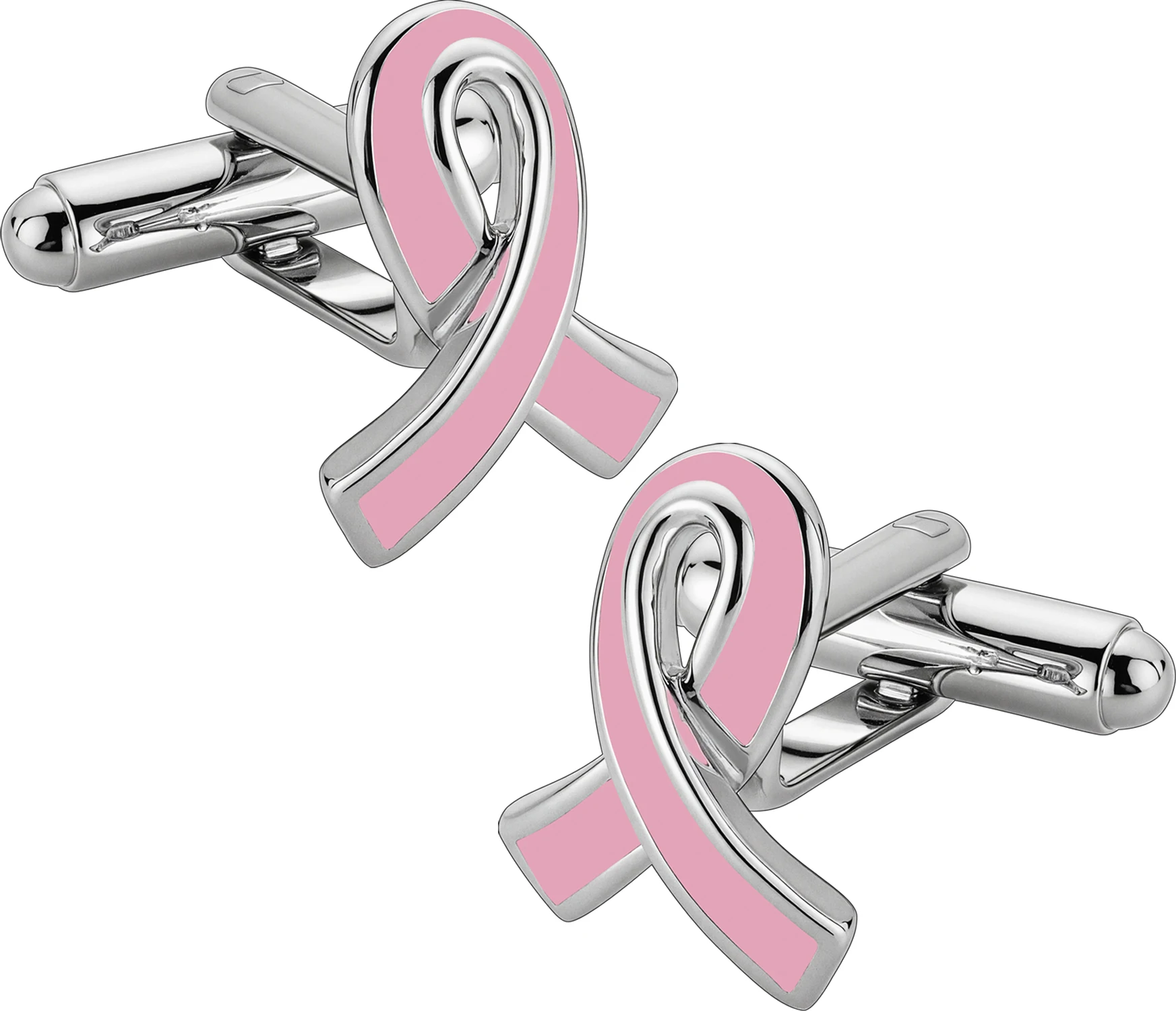 Boutons de manchette en ruban rose pour hommes, boutons de manchette en émail rose argenté, accessoire de cravate de sensibilisation au Cancer du sein pour les événements de charité, chemises formelles