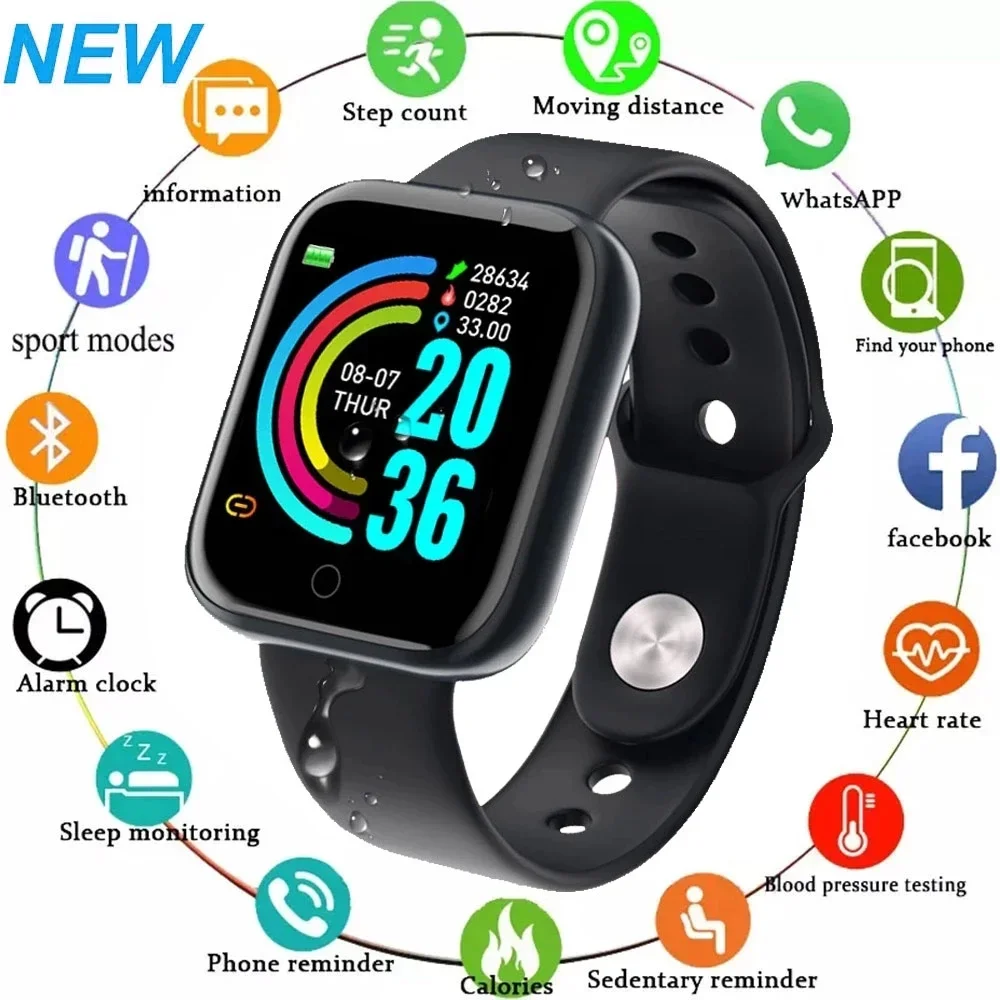 

2023 New Smart Watch For Men Women Y68S Bluetooth Sport Watch Heart Rate Monitor Blood Pressure Smart Bracelet For Android IOS