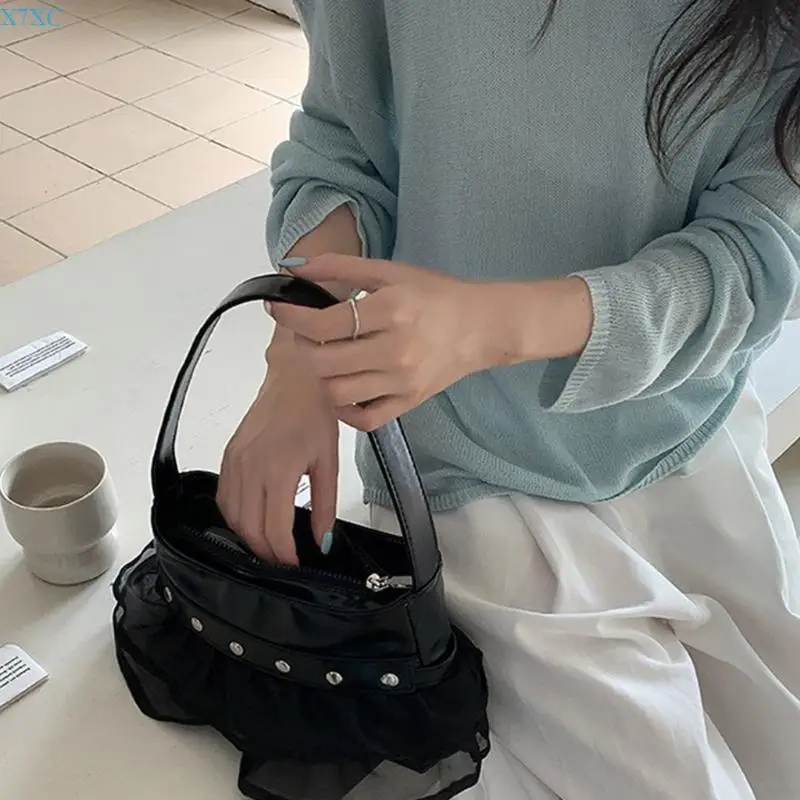 

X7XC Women Handbag Ruched Armpit Bag Korean Styles Shoulder Bag Commuting Bag