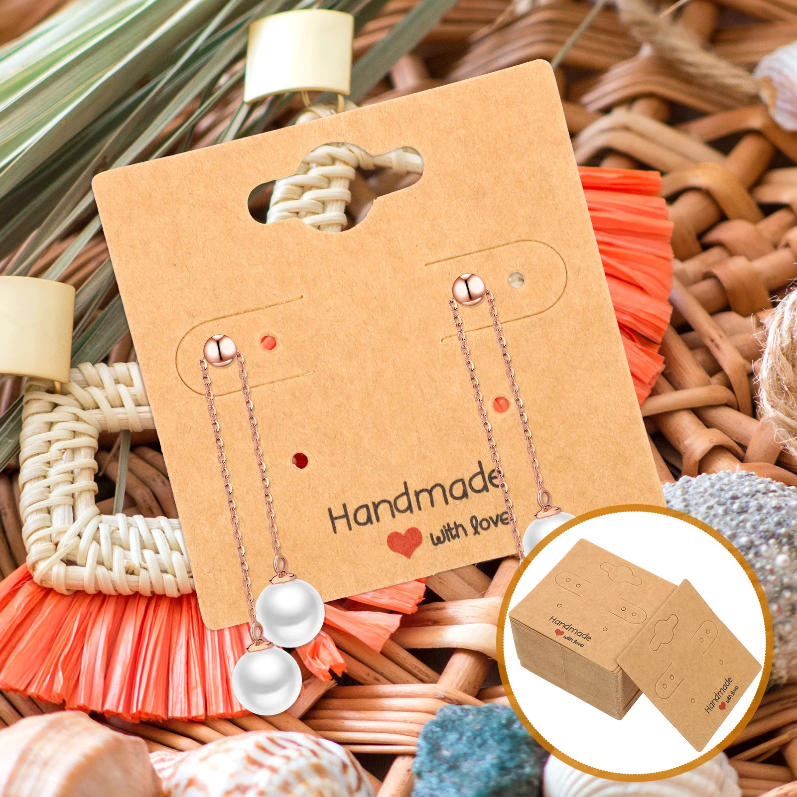 

100 Sheets Jewelry Display Cards Kraft Paper Earring Necklace Bracelet Packaging Craft Shows Earring Cards Necklace Cardboard