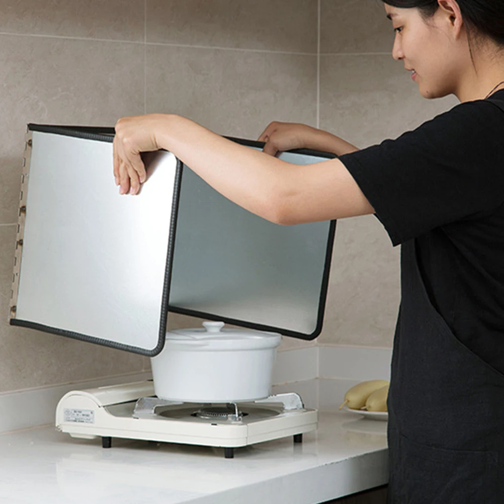 

Foldable Kitchen Oil Baffle Plate Non-Stick Stove Protective Board Heat Resistant Insulation Panel Spill Proof Zinc Iron Cooking