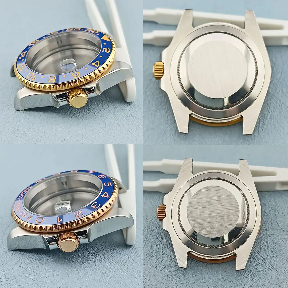 Funda de reloj de doble dirección GMT NH34, 40mm, se adapta a la GMT NH34, movimiento automático, caja de acero inoxidable, 10bar, resistente al agua