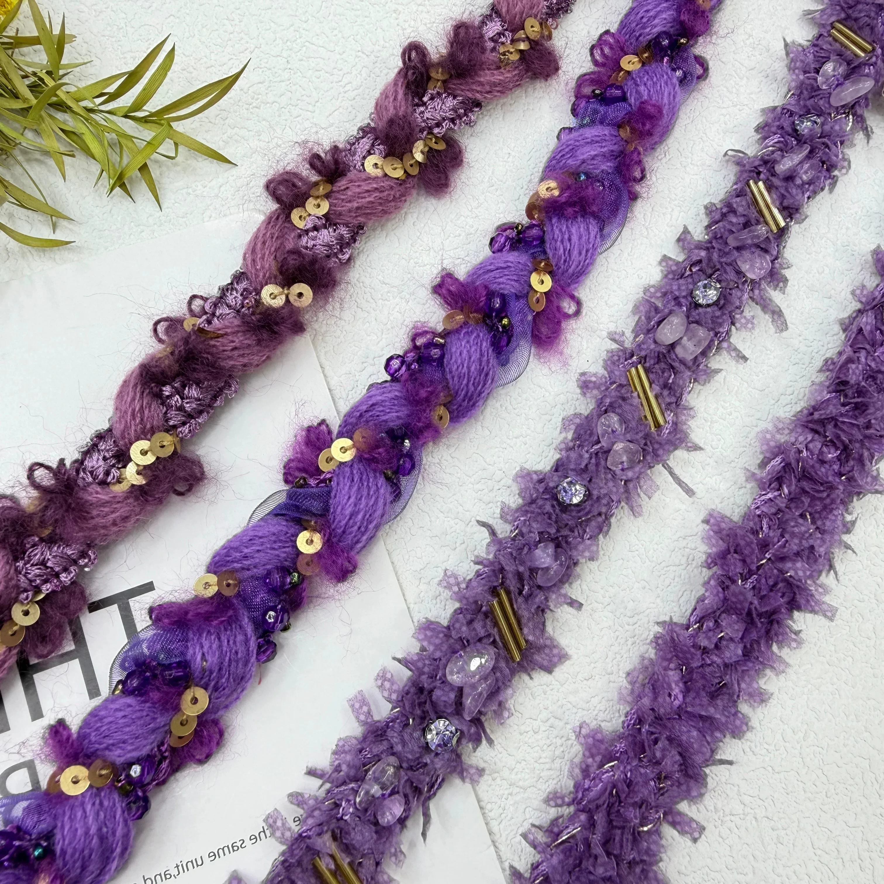 1 Yard Pailletten-Plüsch-Spitzenborte, Spitzenband für Hochzeitskleider, Kragen, Kleidung, Heimtextilien und DIY-Bastelarbeiten.
