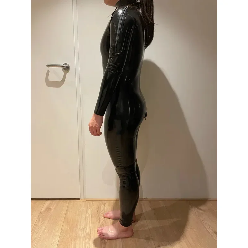 Mono Sexy para adultos, catsuit de goma de látex para hombres y mujeres, traje unisex con doble hombro y cremallera en la entrepierna M17