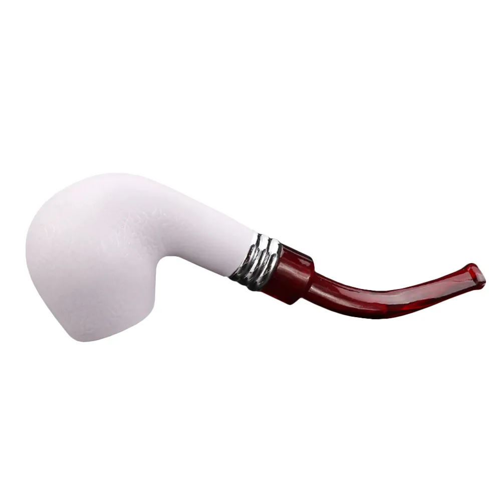 Resin Tobacco Pipe Curved Red Tail White Splicing Color Filter Pipe Meerschaum Durable Cigarette Cigar Smoking Pipe Smoker Gift