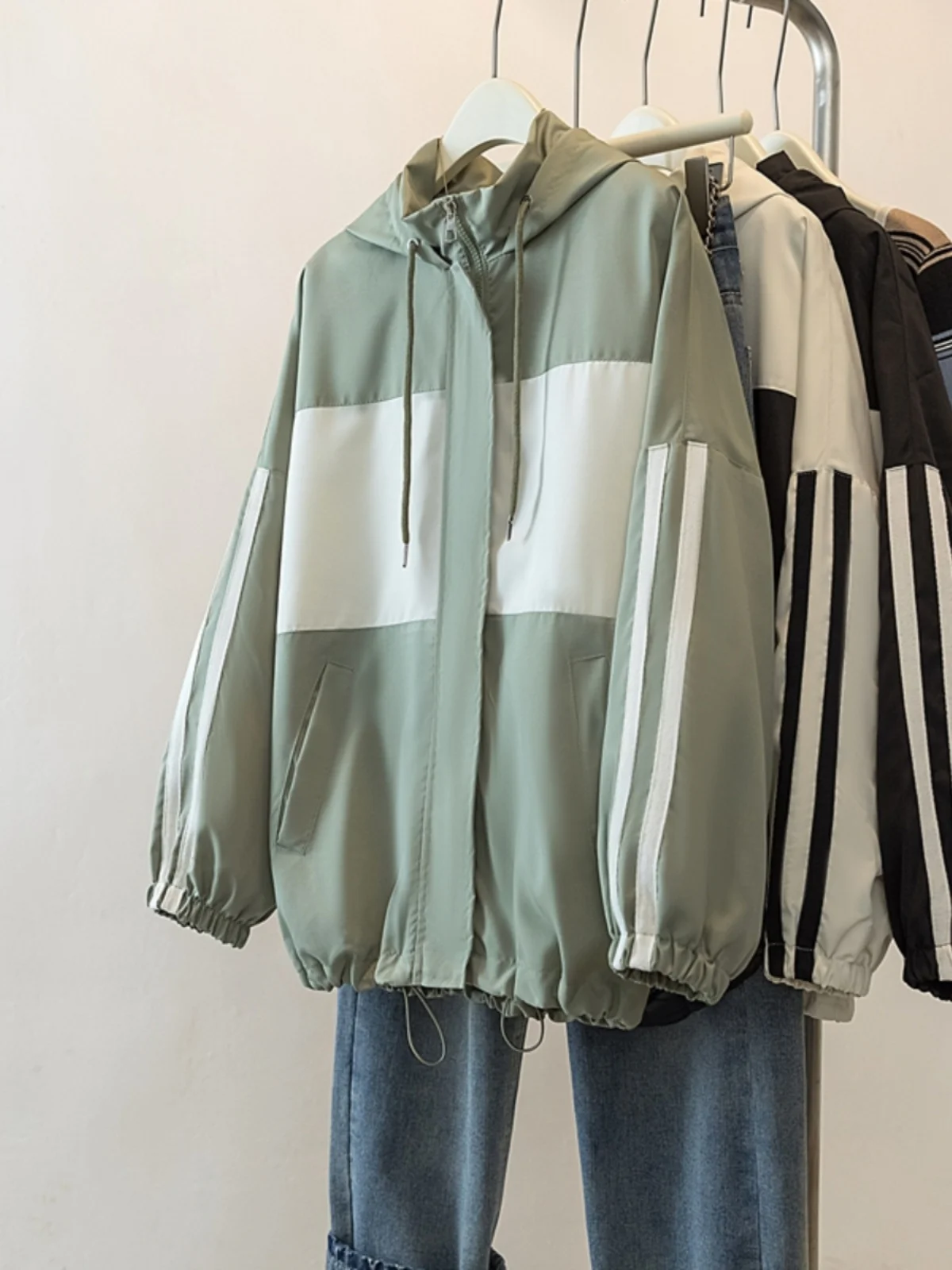 

plus Size American Sle Windbreaker Jaet Spring New Loose Slim Splicing Windproof Coat Women's Faion Outerwear Coat