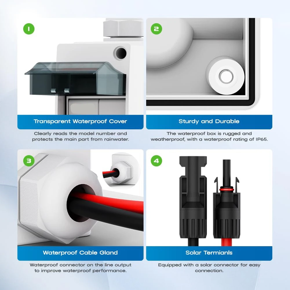 A44M Solar Panel Disconnect Switch, 63A DC 1000V Breaker Box PV Disconnect Switch with IP65 Waterproof Box