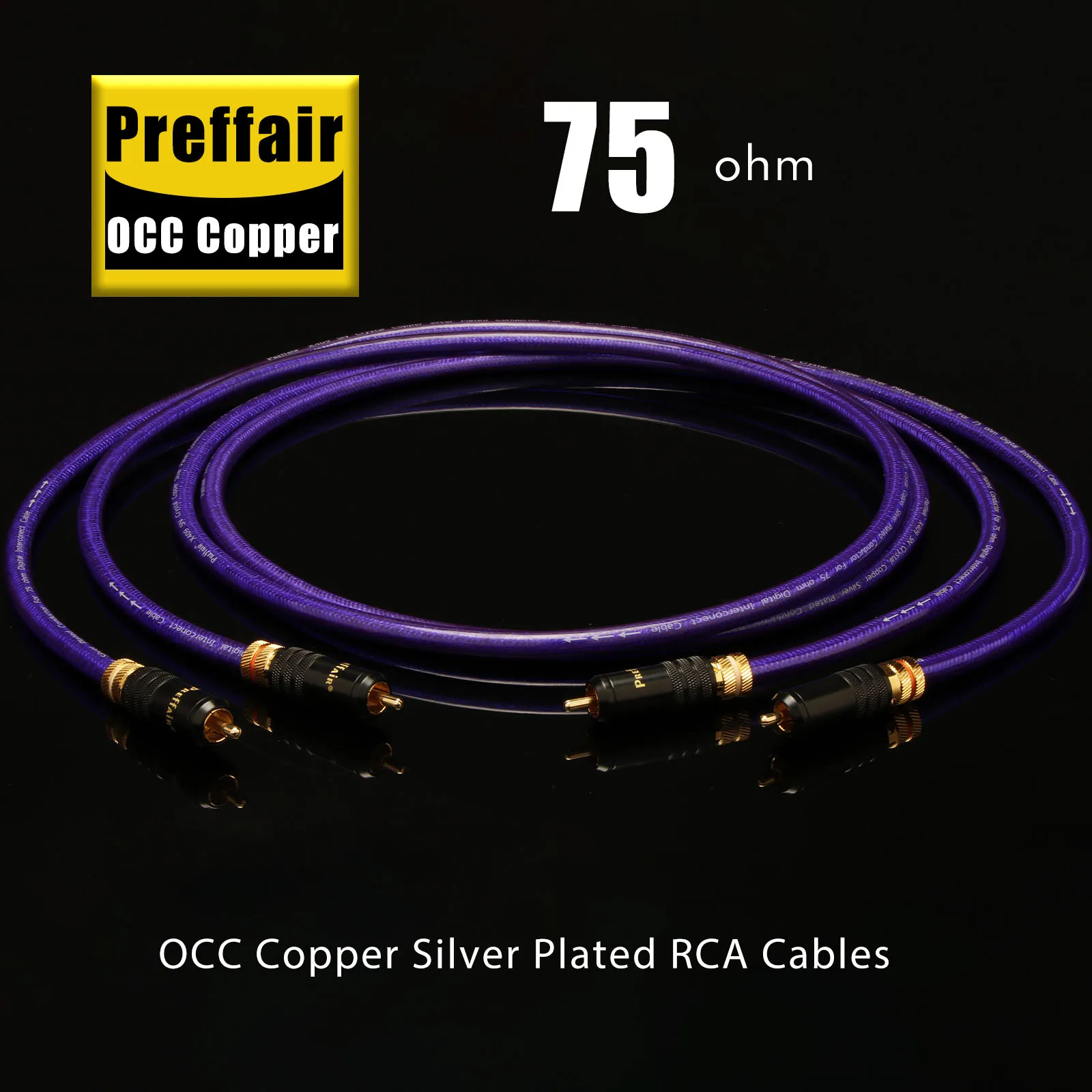 

Preffair OCC Silver Plated RCA Cable 75ohm Digital Audio Wires for Home Theater TV Amplifier Decoder With gold-plated rca plug