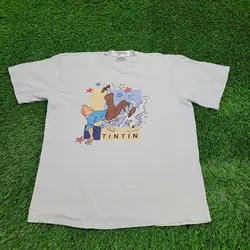 Vintage 90s Funny Tin Comic Series T Shirt XL 23x29 Cartoon Adventure Hergé long or short sleeves