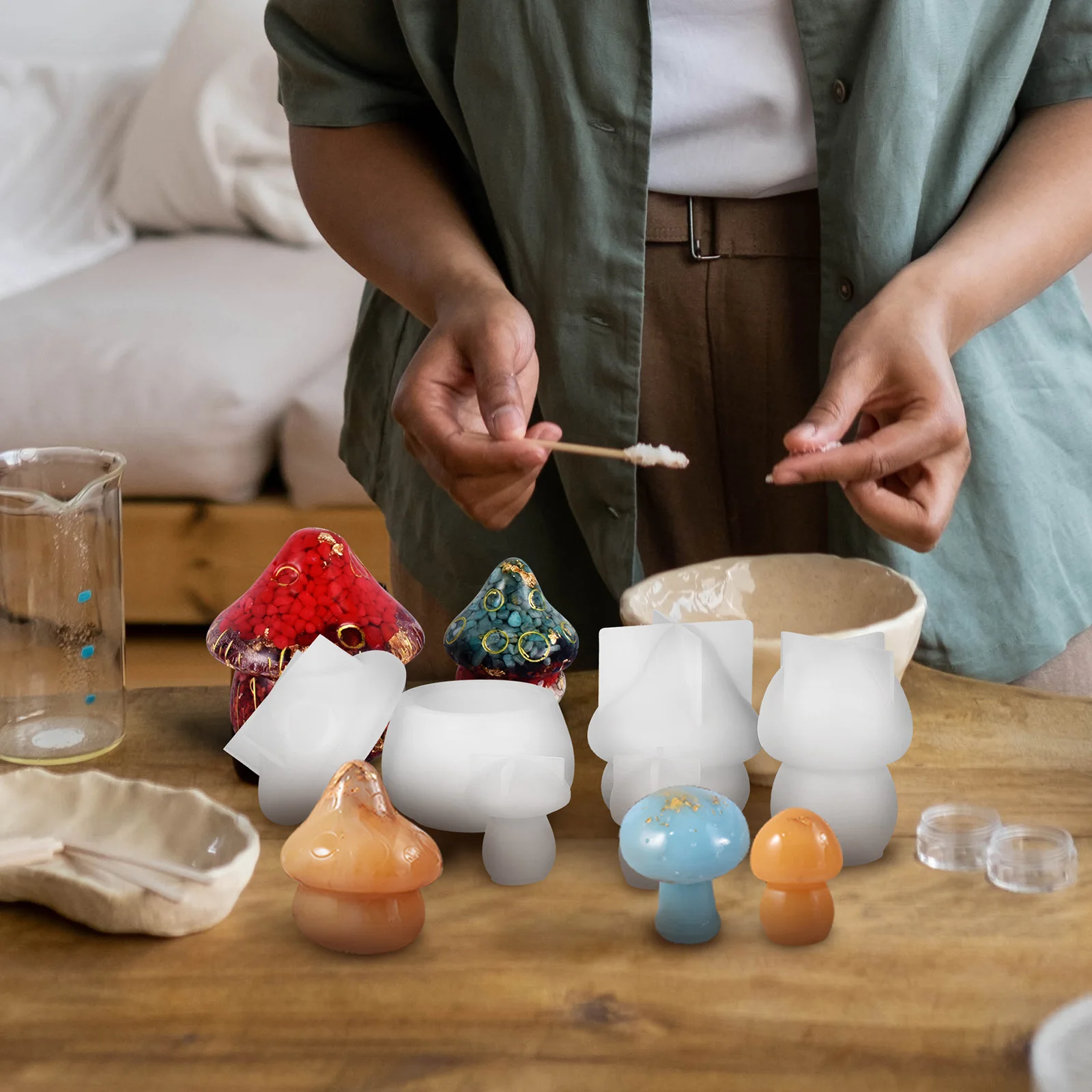 

5 Pcs Mushroom Jar Mold Mushrooms House Molds Collar Creative Silicone Trinket Silica Gel Men's Small