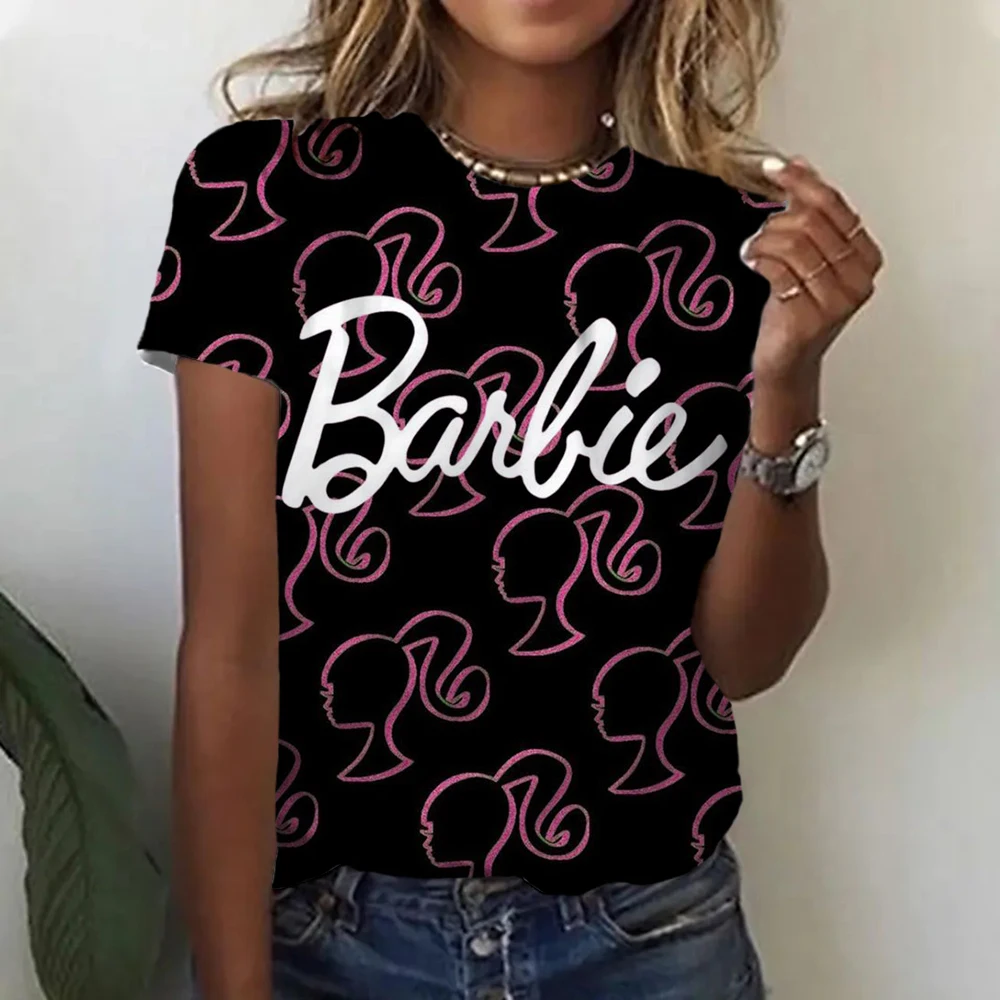 Summer Barbie Princess 3D Printed T-shirt Women's Casual Fashion Street Clothing Short sleeved O-neck T-shirt Harajuku T-shirt T