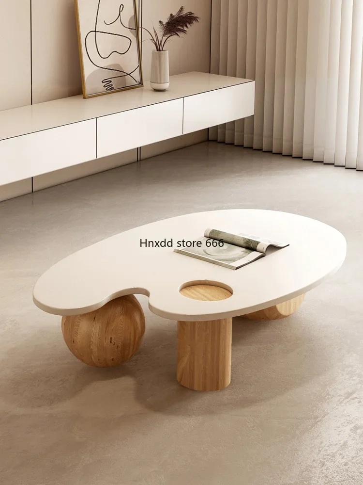 Wabi Sand Cream Wind Coffee Table Oval Irregular Special Shape Creative Japanese Log Furniture