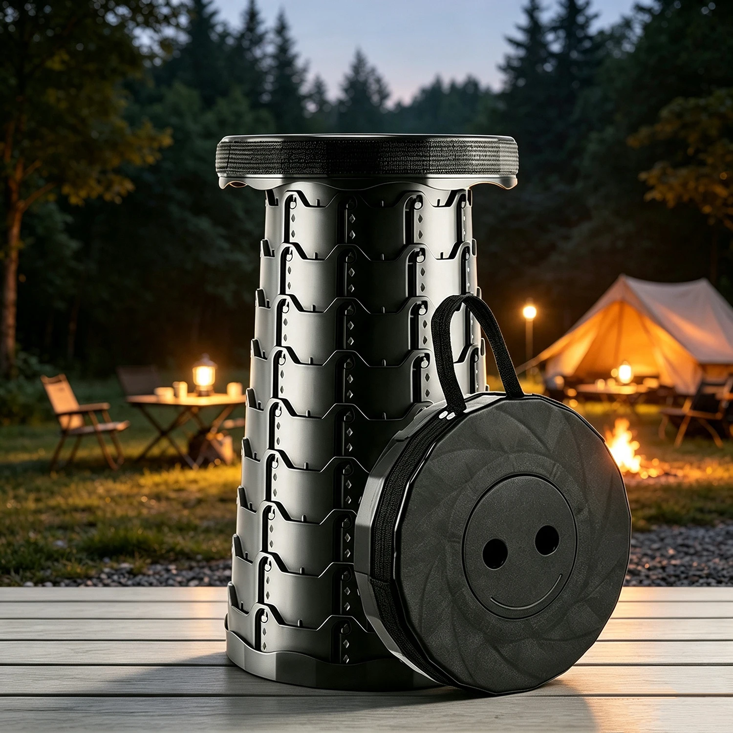 Foldable Retractable Portable Stool Adjustable Height Outdoor Chair For Camping Fishing Travel Outdoor