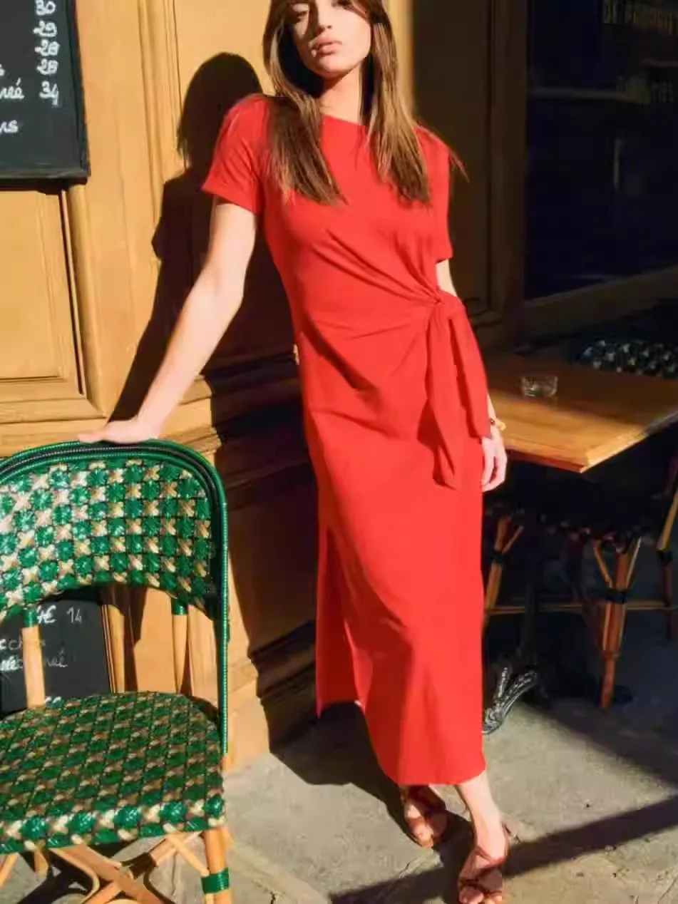 Pippa classico con cintura in vita pieghettata Midi Dr Opzioni multicolori Misto cotone Vestibilità comoda H-Sle Primavera Estate Dr