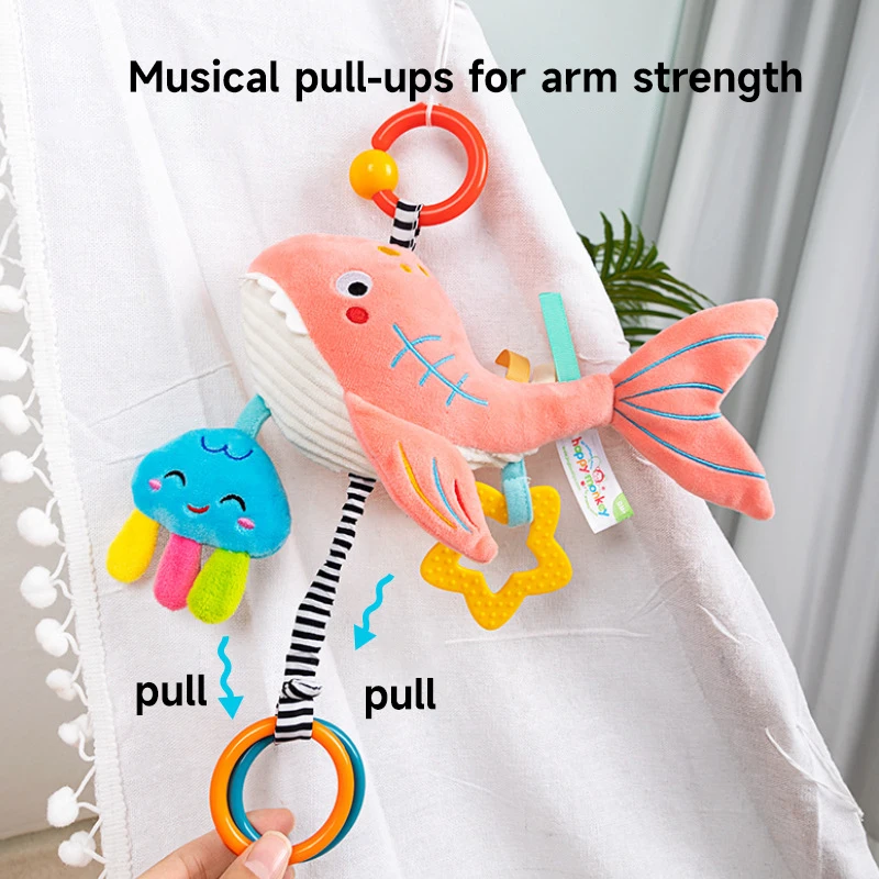 Baby Crib Bell Toys Soft There Is music Animal Kids Sensory Placation Toys Stroller Infant Removable Cartoon Pendant Plush Toys