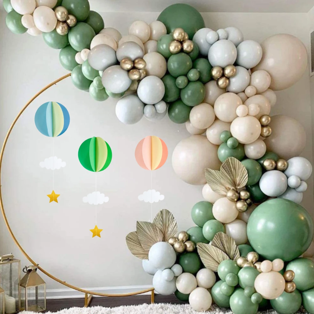 

4 Pcs Round Ball Decorations Foldable Easy Storage Hot Air Balloon Paper Wedding Party Bridal Baby Birthday Holiday Ceiling