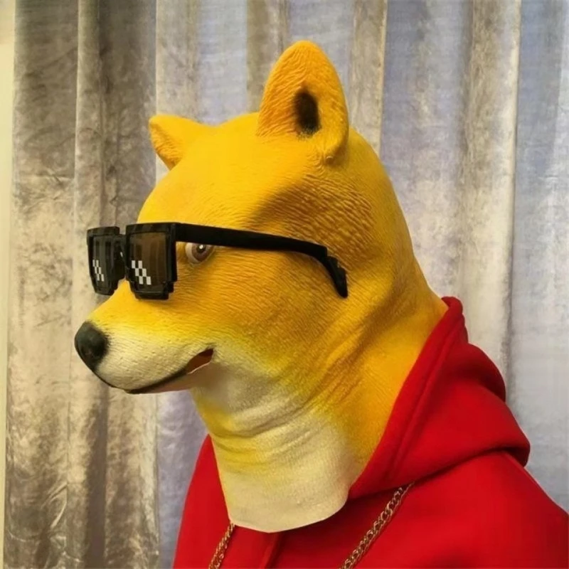 

Novelty Funny Single Dog Latex Mask with Glasses TikTok Viral for Halloween Cosplay Party Prank Gag Gift Prop