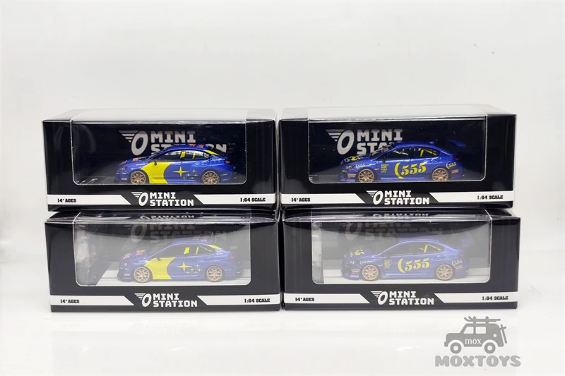 Mini Station 1:64 WRX STi Rally 555 Livery Blue/Rally car RB Diecast Model Car