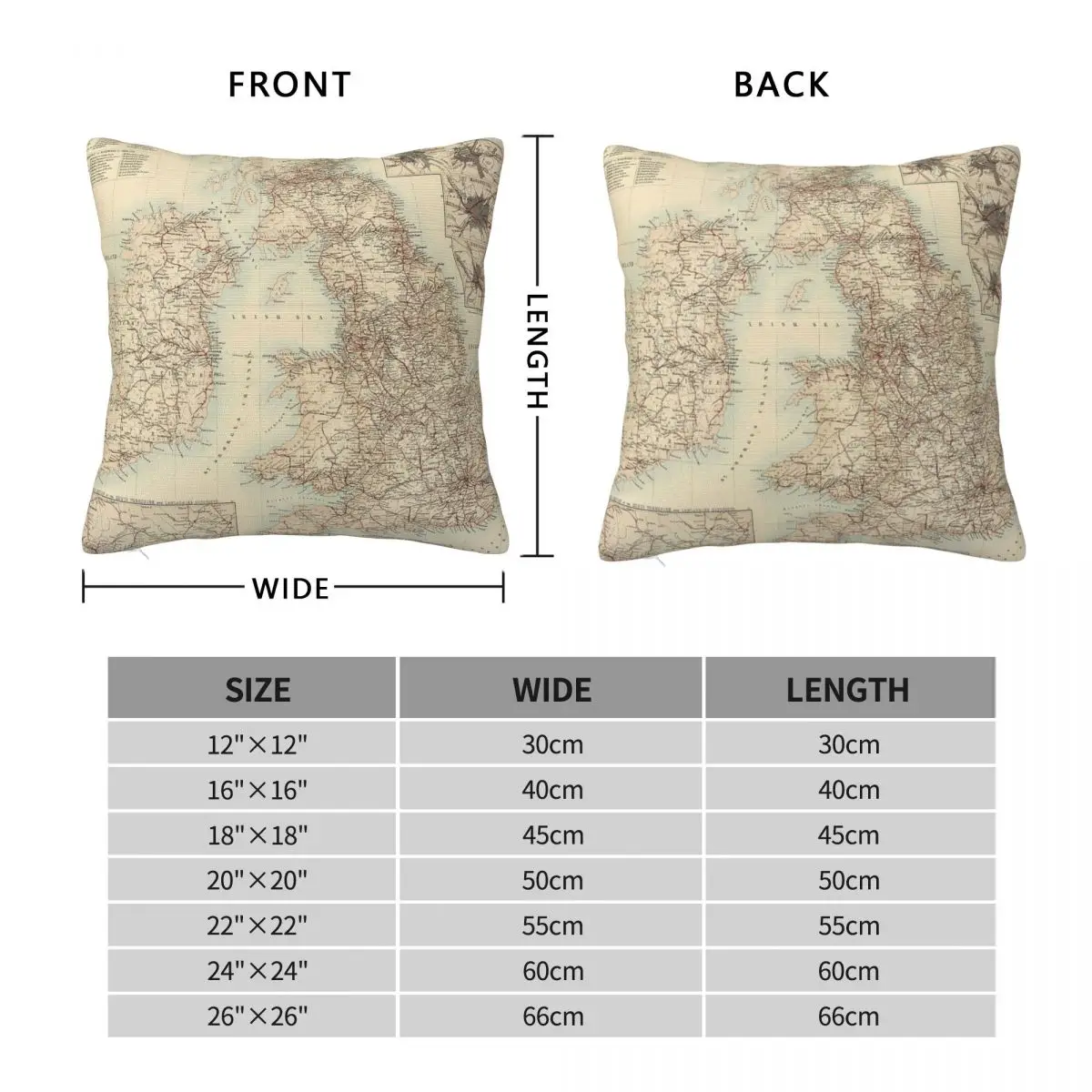 Old British Isles Railway Map Pillowcase Polyester Linen Velvet Creative Zip Decor Bed Cushion Cover