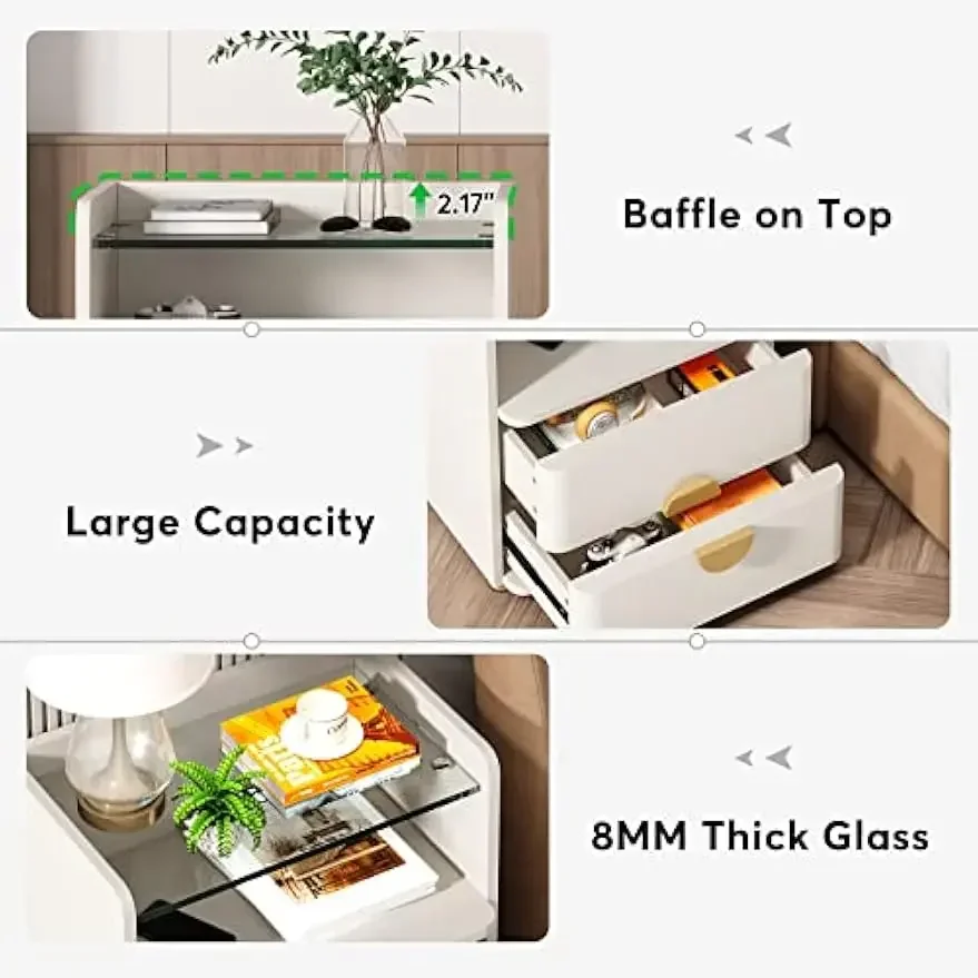 [وصول جديد، اشتر الآن! ]مجموعة منضدة ليلية حديثة مكونة من 2، حامل ليلي بدرجين مع مساحة تخزين مفتوحة، جانب سرير خشبي سهل التجميع