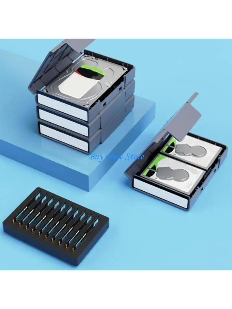 

20CE ABS Hard Drive Organizers Box Supports 4x2.5Inch or 1x3.5Inch Disks or for 10pcs M.2 SSDs Carrying Case Pouches