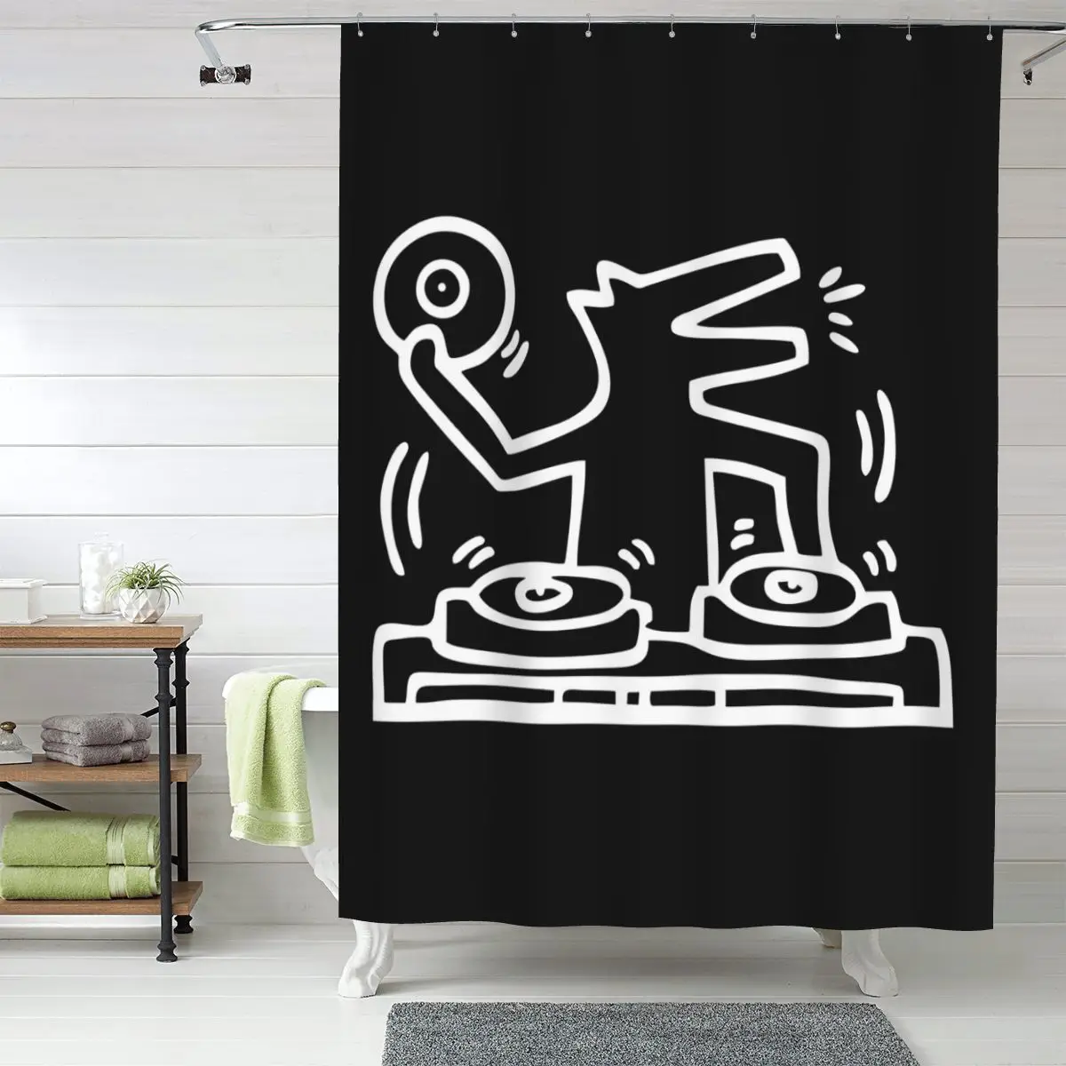 

Белая водонепроницаемая шторка для душа Dj Dog Kieth Animal Haring из полиэстера с крючками