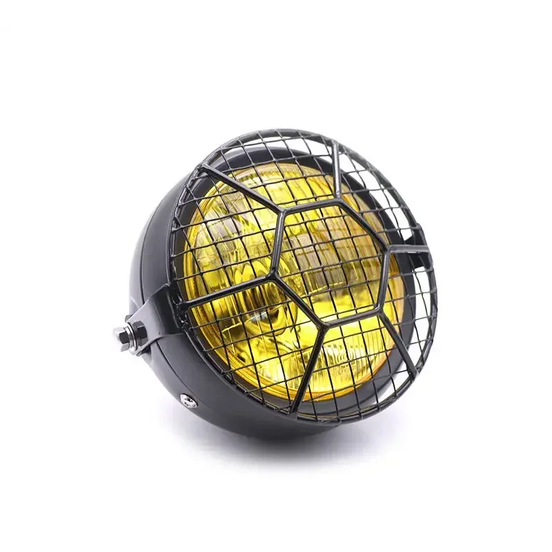 Side Mount Metal Grill Football Net Mask Cover Headlight For Cafe Racer Chopper