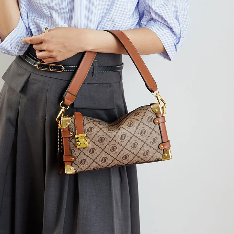 

2025 New Arrival! Women's Box Shoulder/Crossbody Bag - Dopamine Print, Soft Leather, High - End Details, Handheld Option
