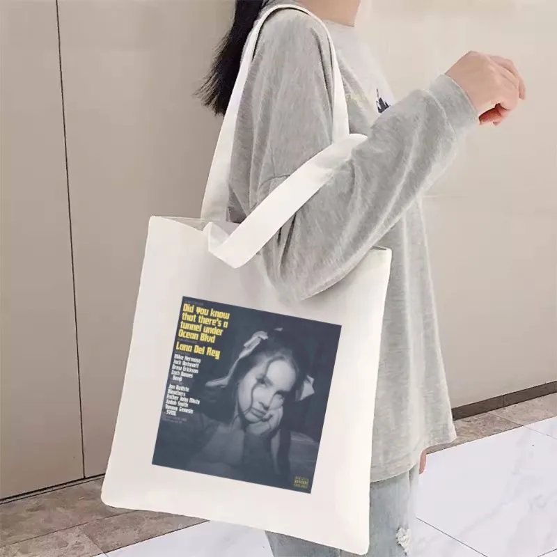 Lizzy-Canvas حقيبة حمل للنساء ، Lana Del Rey ، حقائب كتف ، تسوق جميل ، بقالة ، قابلة لإعادة الاستخدام ، مدرسة ، هدية للبنات
