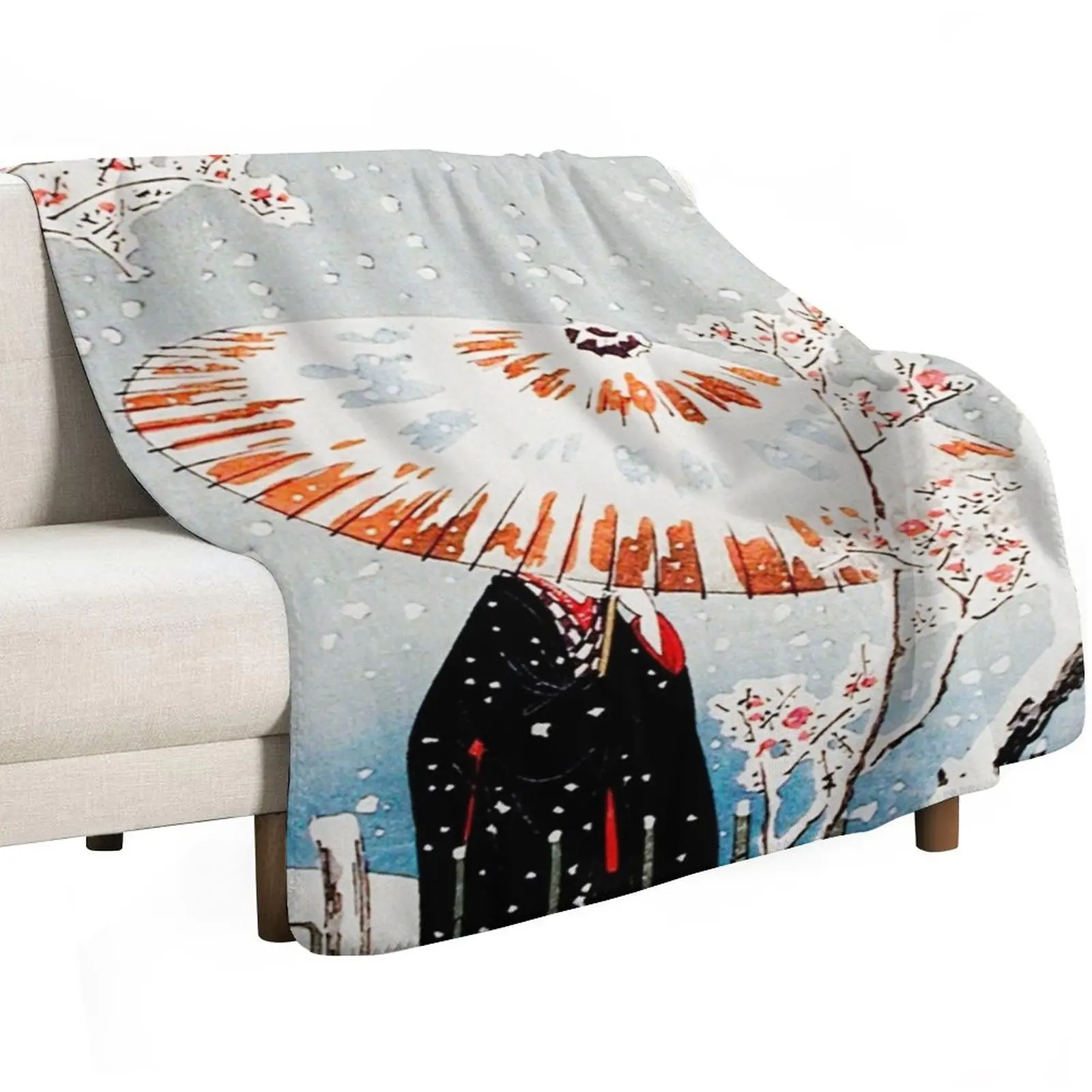 Plum Tree in Snow Throw Blanket Bed covers Decorative Sofa Beautifuls anime Soft Plush Plaid Weighted Blankets
