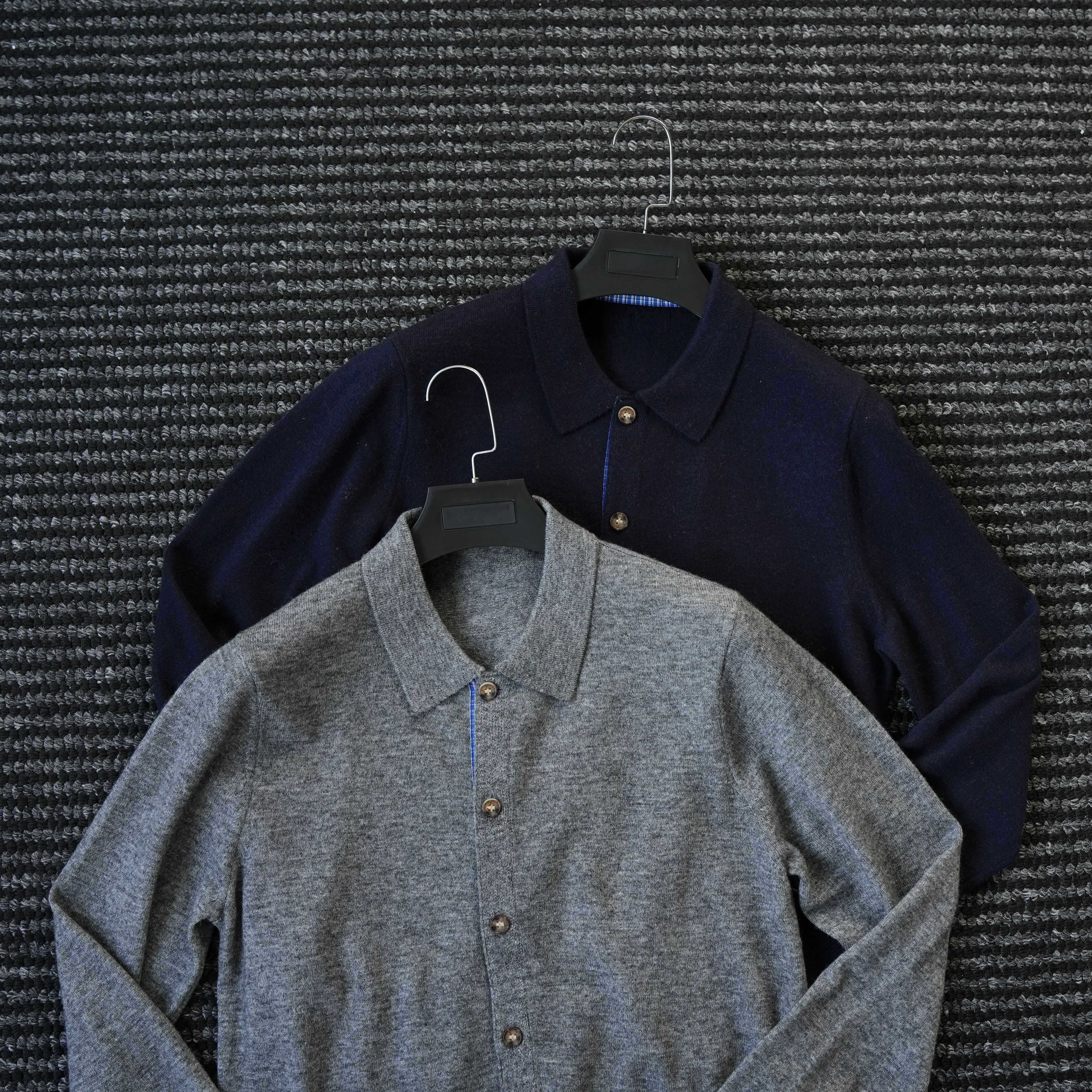 Early autumn gentleman elegant color matching wool cardigan sweater men's design aesthetics old money knitted jacket