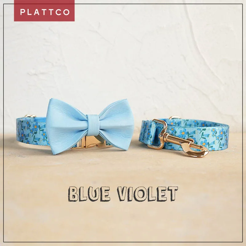 PLATTCO unique design dog set print Blue Violet pattern with high quality light color zinc alloy buckle 5 size PDC372G