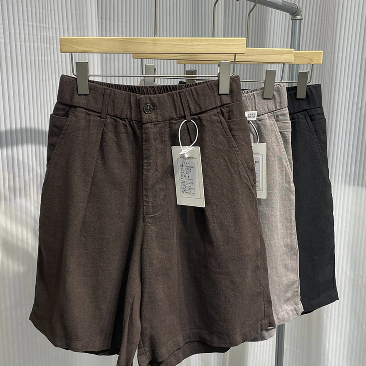 

Retro Comfortable Silk Linen Men's orts Casual Loose Fit High Waist Straight Leg ort Pants Youth Summer Casual Trousers