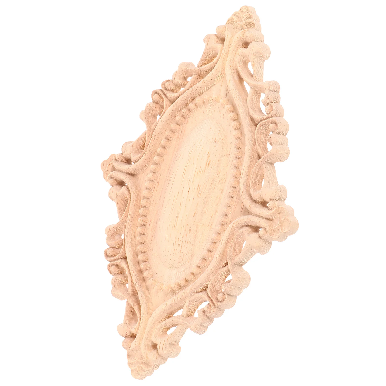 European Style Wood Carving Applique Oval Unfinished Decorative Onlay For Furniture Door Wall Wooden Appliques Home Decor