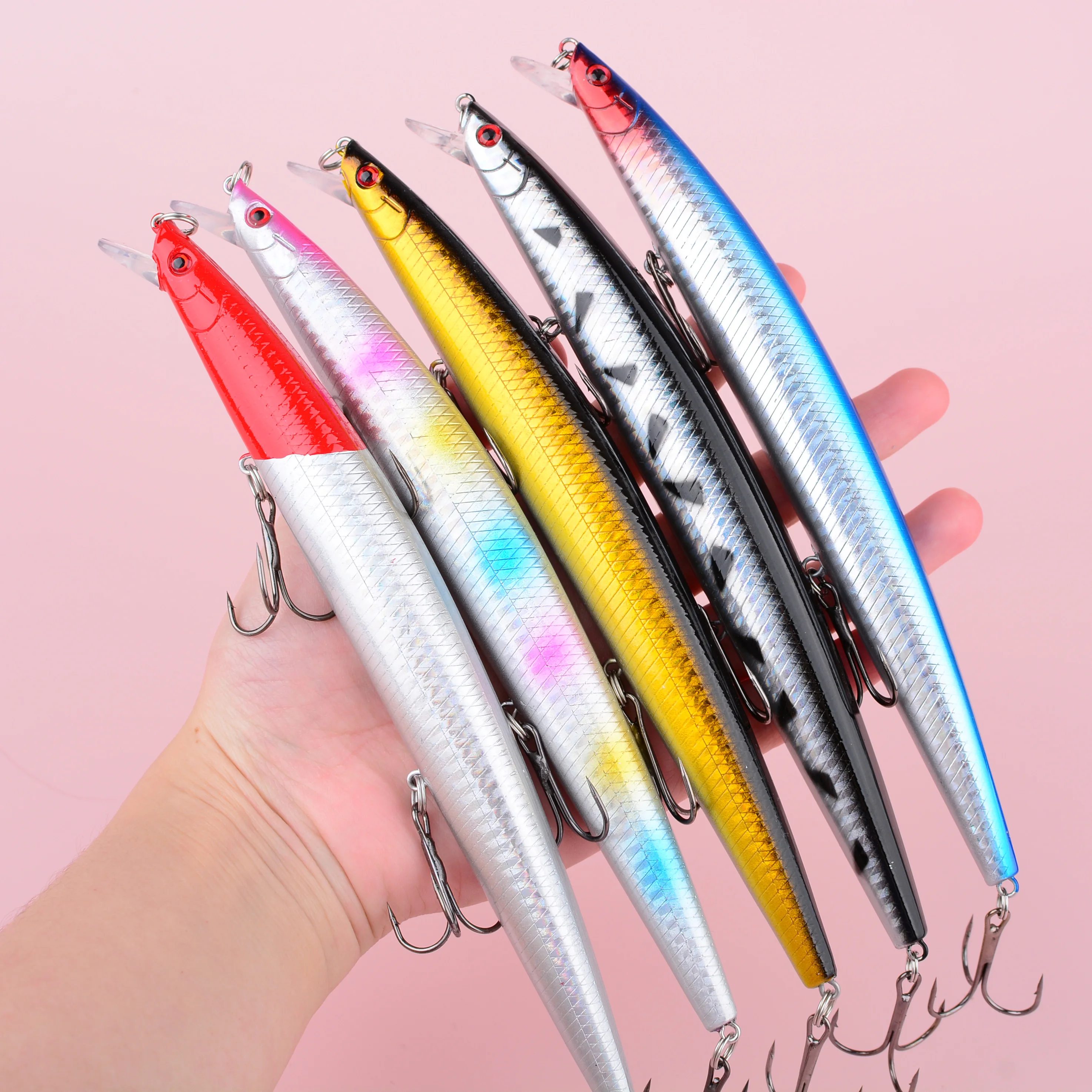 Señuelo Minnow crankbait duro con ojos 3D y anzuelos afilados - imagen 2