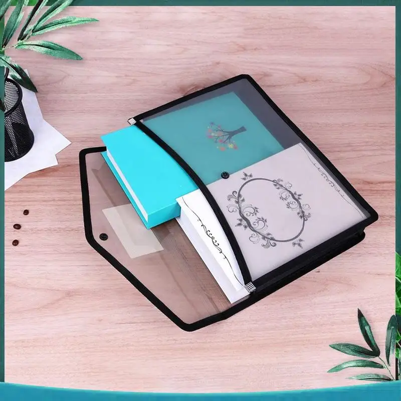 

6Piece A4 Capacity Plastic Bag File Organizer Document Bag Stationery Storage Pouch