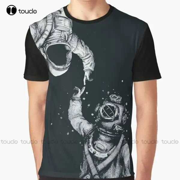 Astronaut And Diver - Last Frontiers Graphic T-Shirt Boys' Tops, Tees & Shirts Digital Printing Tee Shirts Christmas Gift