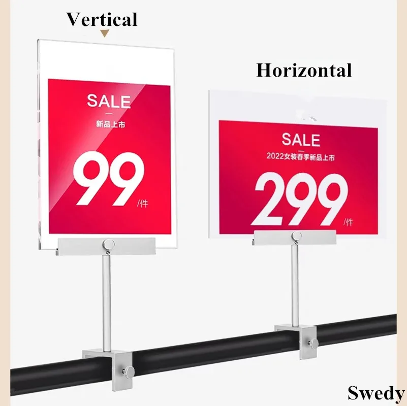 A5 148x210mm Stainless Steel KT Board Shelf POP Clip Advertising Poster Paper Frame Acrylic Sign Holder Display Stand