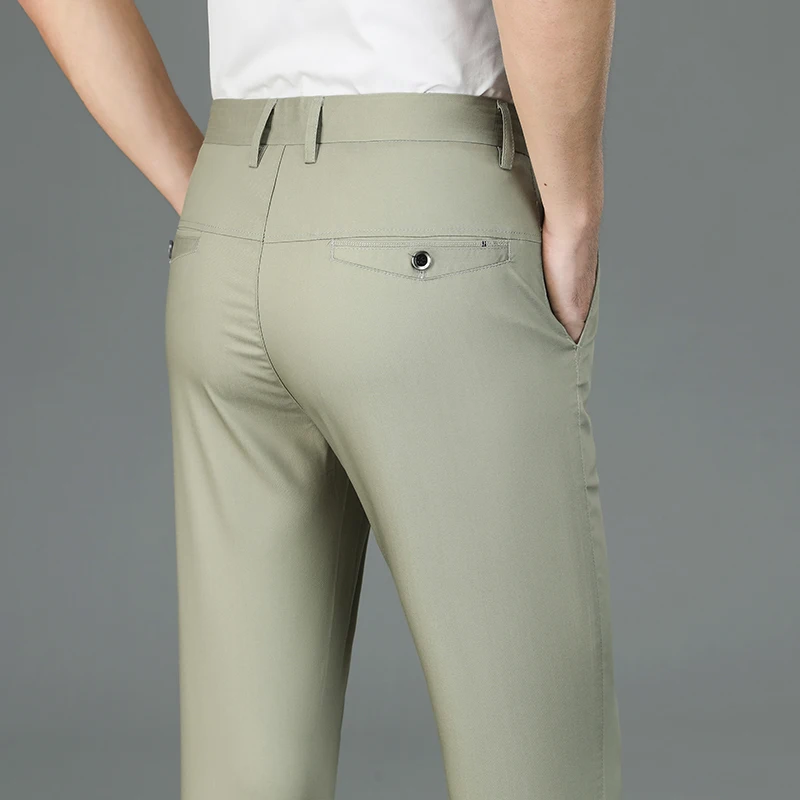 

Men's Lightweight Business Casual Pants With Micro Elasticitymen's Quick Drying Pantsnew Straight Leg Office Black Deep Bluepant