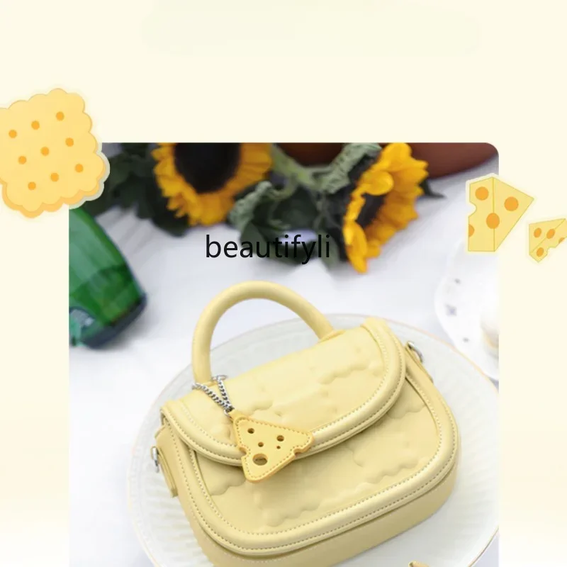 yj  Summer New Bag Special-Interest Design Biscuit Bag Hand Holding Saddle Bag Shoulder Messenger