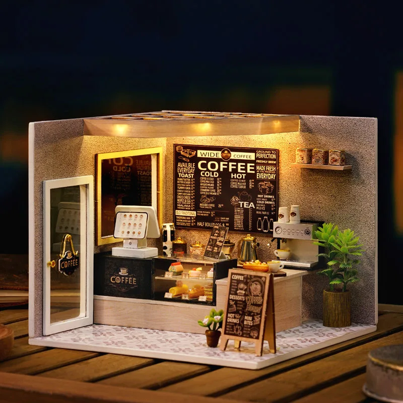 3D Book Corner DIY Kit-Mini Country Café Model, Handgemaakte montagepuzzel, Creatief puzzelcadeau