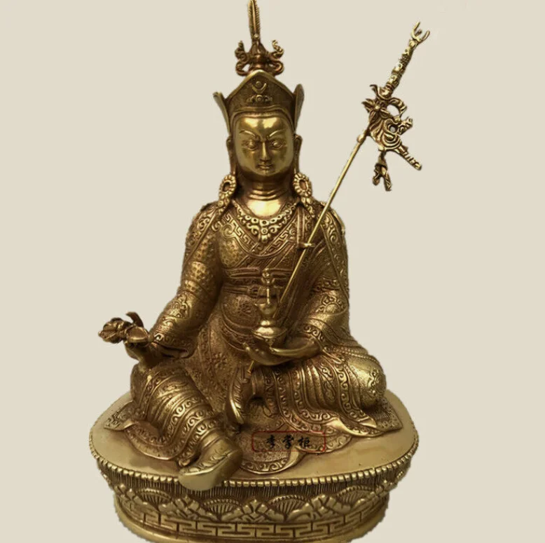 8.2“ Buddhism Buddha bronze Gilt Padmasambhava Guru Rinpoche God statues&